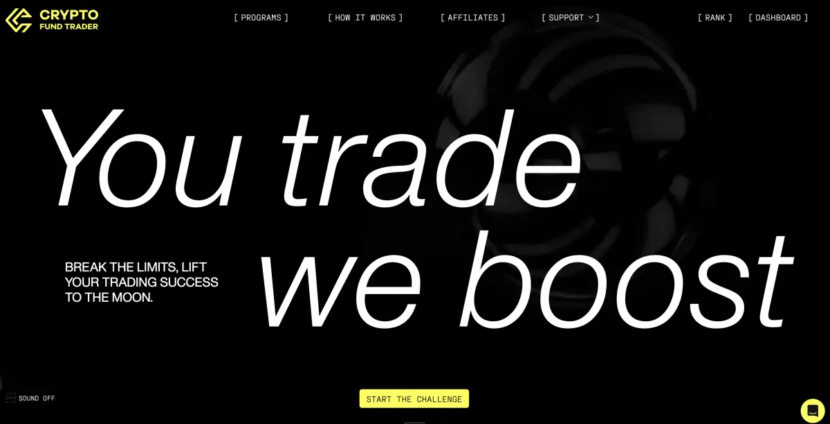 Crypto Fund Trader official website screenshot
